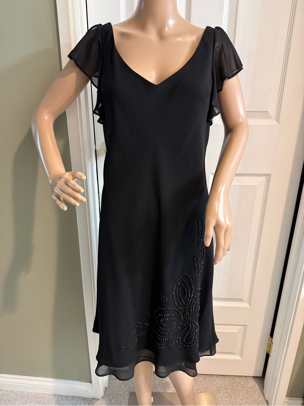 Vintage Y2K Black Beaded Layered Dress Size 10 Fairy Goth Formal Party